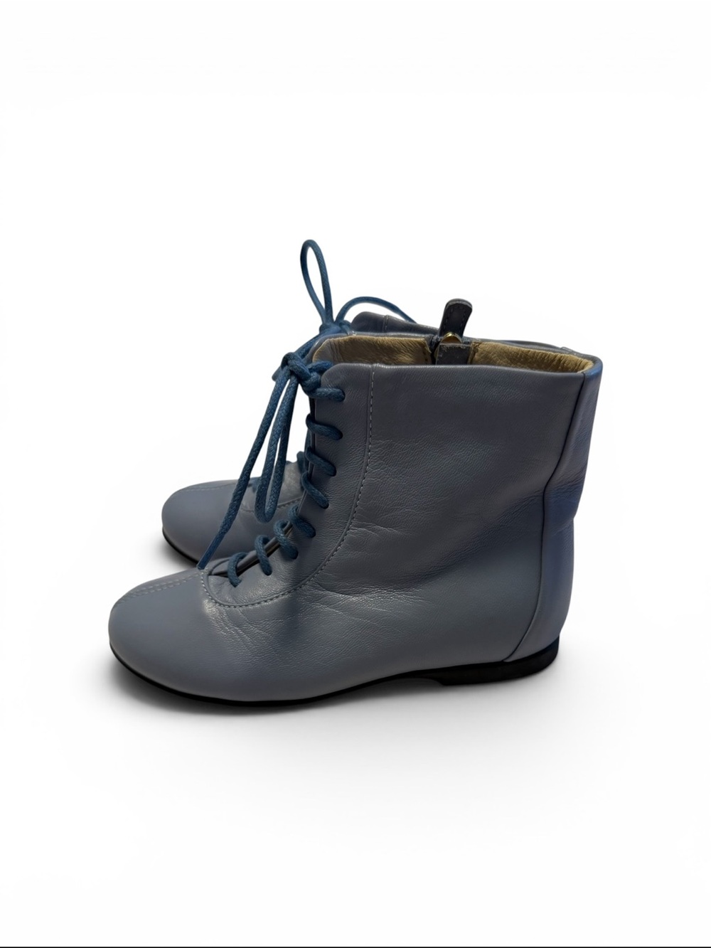 Kids Lace-Up Ankle Boots in Dusty Blue